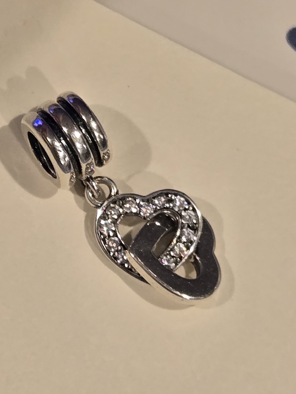 Silver Heart Link Dangle Charm